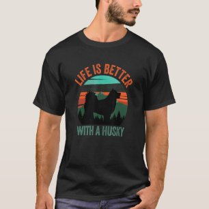 Mit einem Husky Vintage Berge Wald T-Shirt