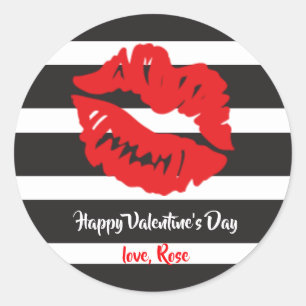 Mit einem Kuss Valentinstag versiegelt Runder Aufkleber