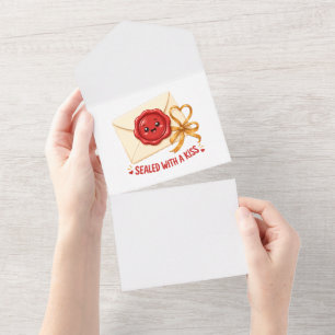 Mit einem Kuss versiegelt Süßes Liebesbrief-Design All In One Einladung