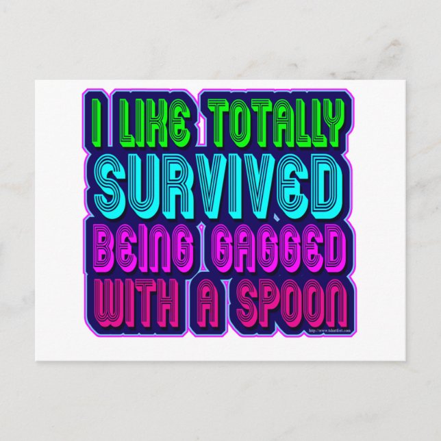 Mit einem Löffelüberlebenden geknebelt! Postkarte (Vorderseite)