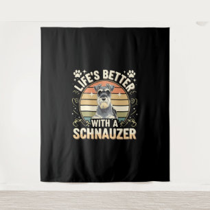 Mit einem Schnauzer Retro Hund Lover ist das Leben Wandteppich