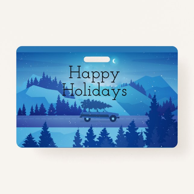 Mit einem Weihnachtsbaum die Straße hinunter fahre Ausweis (Vorderseite)