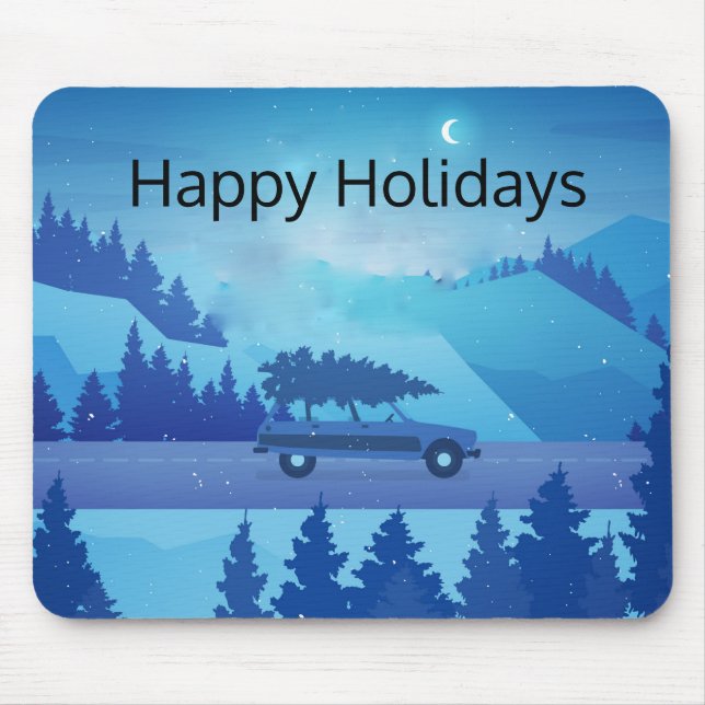 Mit einem Weihnachtsbaum die Straße hinunter fahre Mousepad (Vorne)