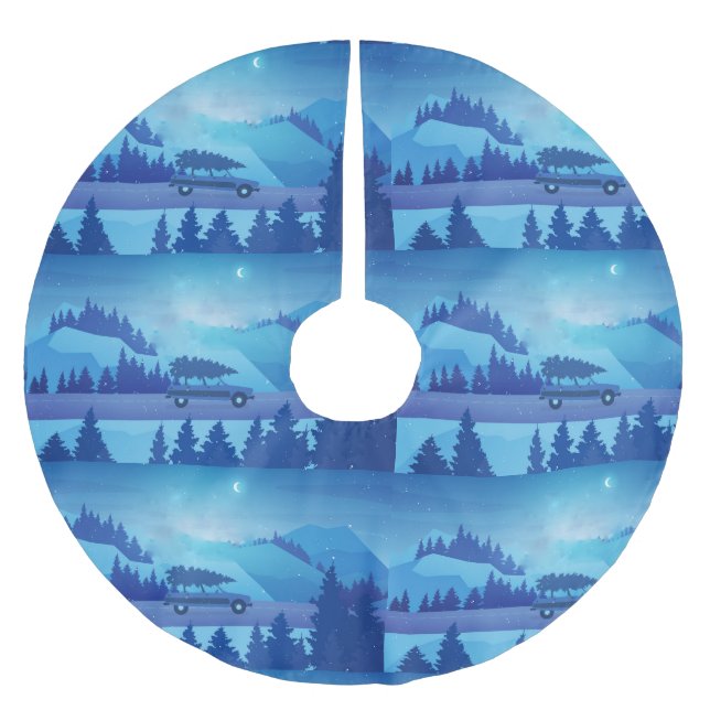 Mit einem Weihnachtsbaum die Straße hinunter fahre Polyester Weihnachtsbaumdecke (Vorderseite)