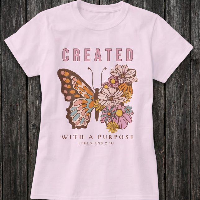 Mit einem Ziel erschaffen Inspirierender Schmetter T-Shirt (Von Creator hochgeladen)