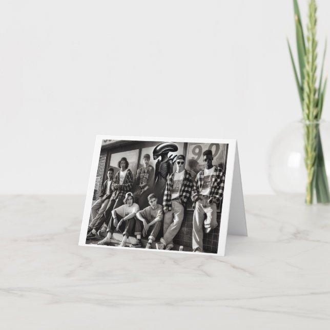 mit einer Alien auf der Karte (Vorderseite)