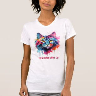 Mit einer Katze ist das Leben besser. Niedliche fa T-Shirt