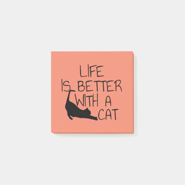 Mit einer Katze ist das Leben besser Post-it Klebezettel (Vorderseite)