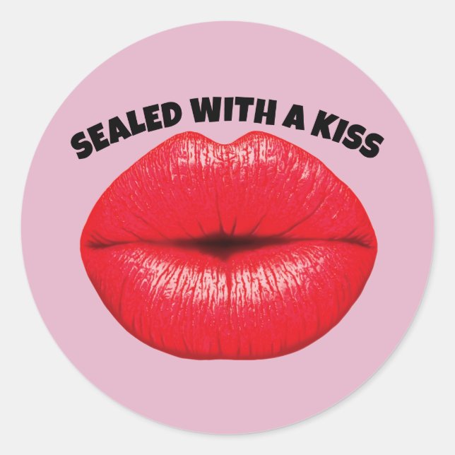 MIT EINER KISSE VERSEHEN, ROTE LIPS-STICKER RUNDER AUFKLEBER (Vorderseite)