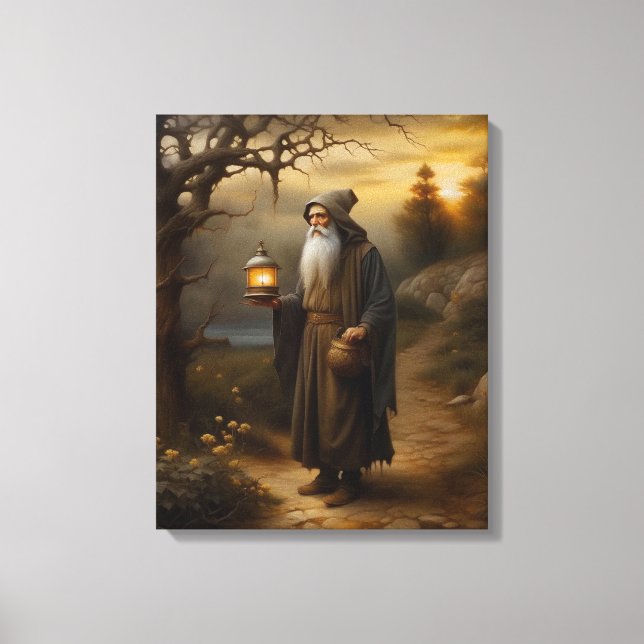Mit einer Laterne. Hermit aus Tarot Leinwanddruck (Vorderseite)