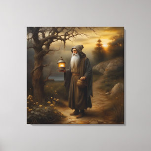 Mit einer Laterne. Hermit aus Tarot Leinwanddruck