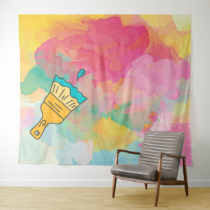 mit einer Pinselspitze bemalt Wandteppich