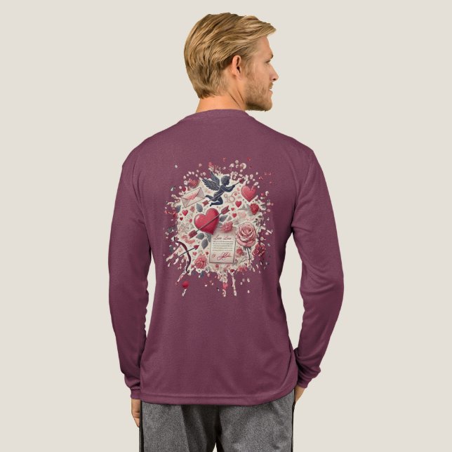 Mit einer Rose unterschrieben Tri-Blend Shirt (Voller Rücken)