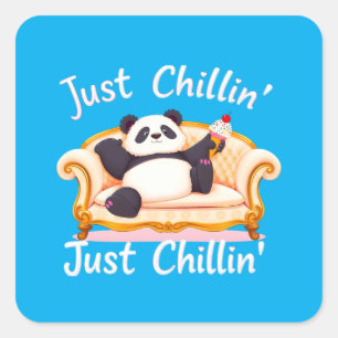 Mit Eis ruhig und einfach Chillin behalten Quadratischer Aufkleber
