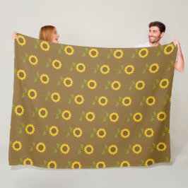 MIT FALL-SONNENBLUMEN BROWN FLEECEDECKE
