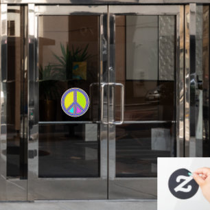 Mit Farben ausgefülltes FRIEDENSzeichen 1 Fensteraufkleber