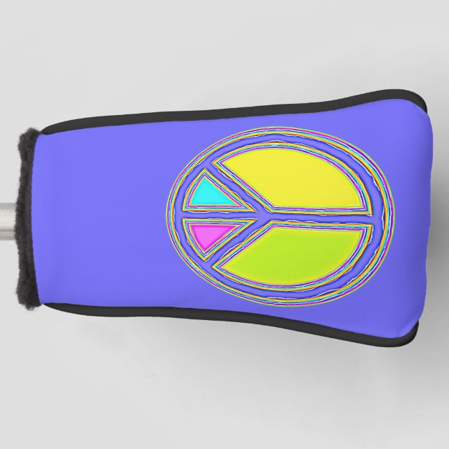 Mit Farben ausgefülltes FRIEDENSzeichen 1 Golf Headcover (Vorderseite)