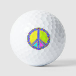 Mit Farben ausgefülltes FRIEDENSzeichen 1 Golfball