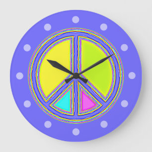 Mit Farben ausgefülltes FRIEDENSzeichen 1 Große Wanduhr