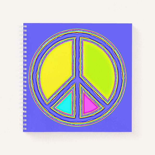 Mit Farben ausgefülltes FRIEDENSzeichen 1 Notizbuch (Vorderseite)