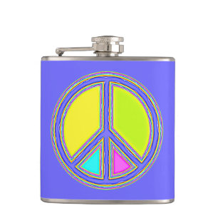 Mit Farben gefülltes PEACE-Zeichen 1 Flachmann