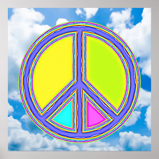 Mit Farben gefülltes PEACE-Zeichen 1 Poster (Vorne)