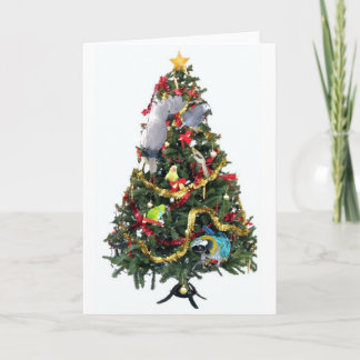 Mit Federn versehene Familien-Weihnachtskarte Feiertagskarte