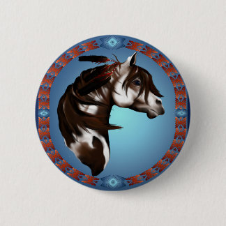 Mit Federn versehener Farbe Pferd-Knopf Button