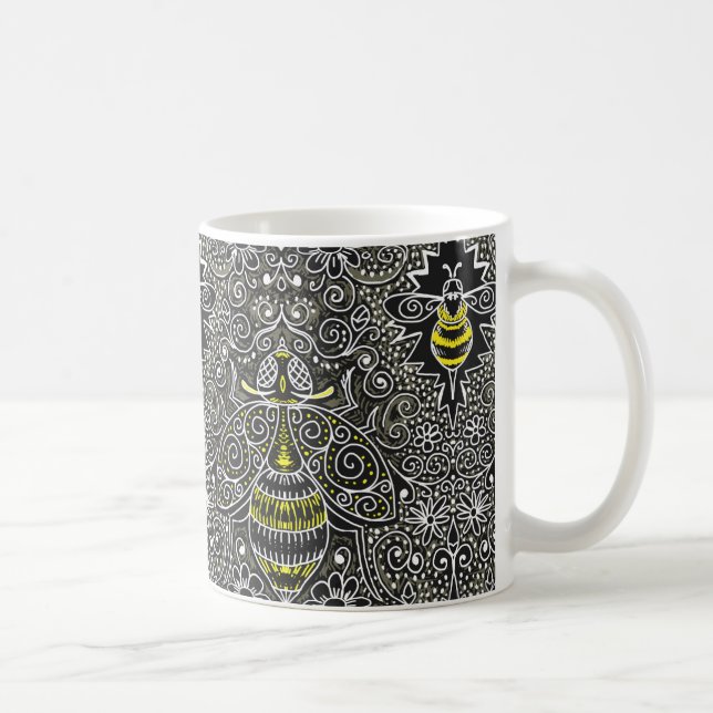 mit Filigran geschmückte Bienenkaffee-Tasse Kaffeetasse (Rechts)