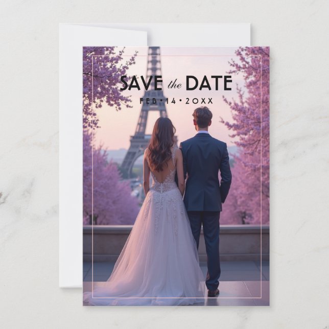 Mit Foto Amour Éternel Save-the-Date-Karte Save The Date (Vorderseite)