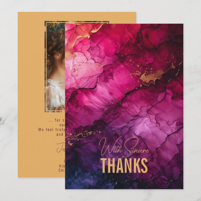 Mit Foto Celestial Elegance Marble Symphony Dankeskarte (Vorne/Hinten)