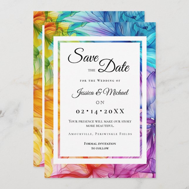 Mit Foto Ethereal Bloom Save The Date (Vorne/Hinten)