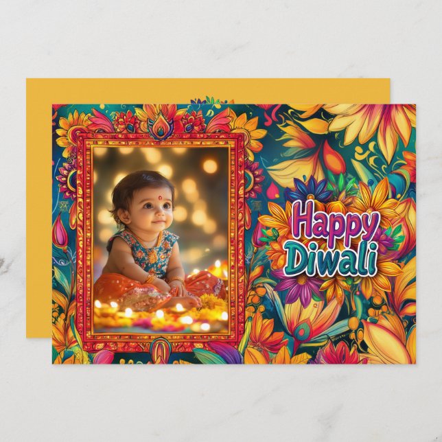 Mit Foto Happy Diwali (Vorne/Hinten)