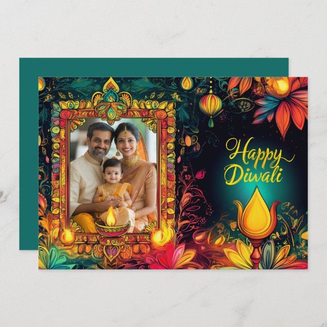 Mit Foto Happy Diwali (Vorne/Hinten)