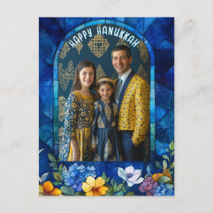 Mit Foto 🕎 Happy Hanukkah, Buntglas Postkarte