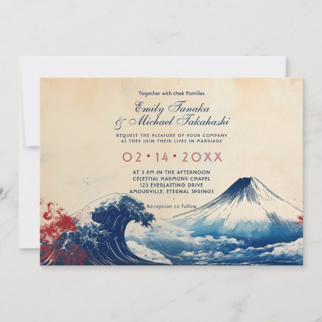 Mit Foto Japonesque Harmonie mit Fuji Einladung (Vorderseite)