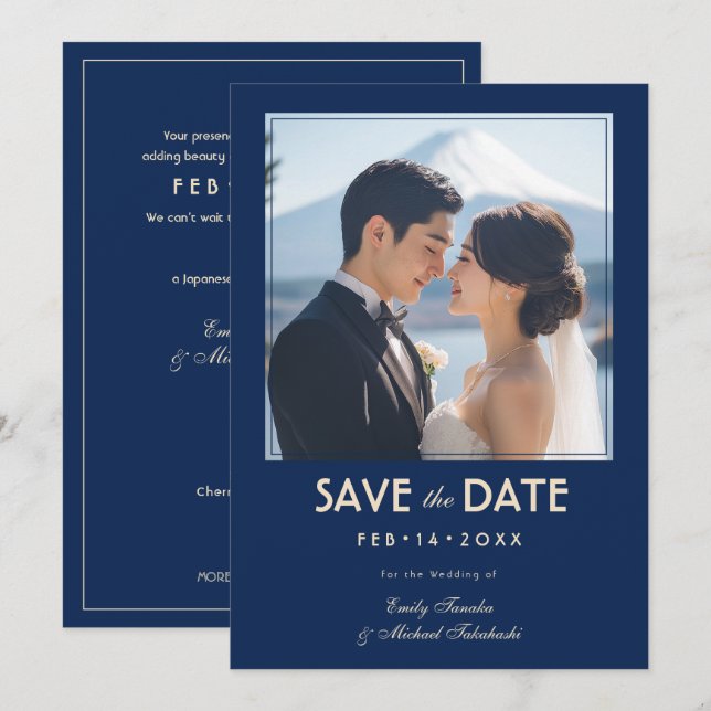 Mit Foto Japonesque Harmonie mit Fuji Save The Date (Vorne/Hinten)