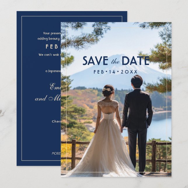 Mit Foto Japonesque Harmonie mit Fuji Save The Date (Vorne/Hinten)