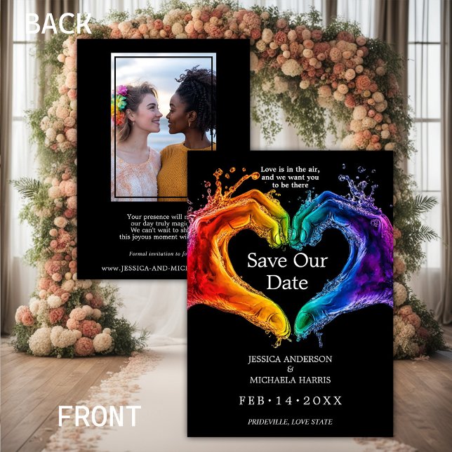 🌈 ❤️ mit Foto LGBTQ Herz der Hochzeit Save The Date (With photo LGBTQ Heart of Pride wedding Save The Date)