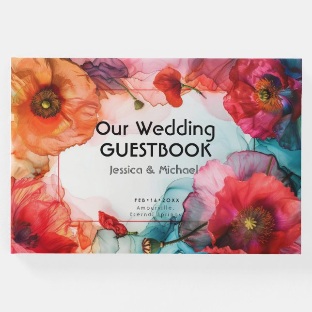 Mit Foto Scarlet Petal Elegante Gästebuch (Vorderseite)