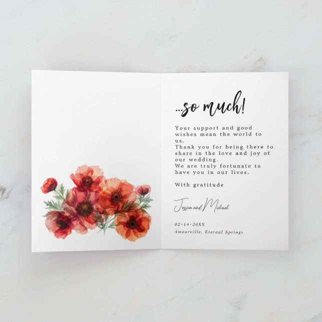 Mit Foto Scarlet Petal Serenade Dankeskarte (Innenseite)