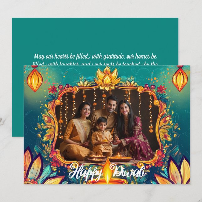 Mit Foto und benutzerdefiniertem Text Diya Dreams  Einladung (Vorne/Hinten)