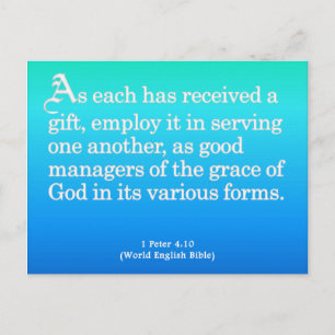 Mit Geschenken Gottes 1 Peter 4:10 Postkarte