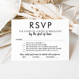 Mit Glocken auf sonniger Schwarz-Weiß-Hochzeit RSVP Karte