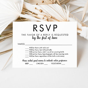 Mit Glocken auf sonniger Schwarz-Weiß-Hochzeit RSVP Karte