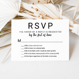 Mit Glocken auf sonniger Schwarz-Weiß-Hochzeit RSVP Karte