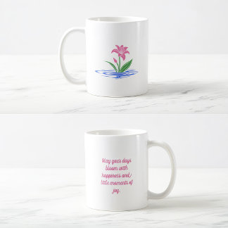Mit Glück erblühen | Florales Inspirationszitat Kaffeetasse