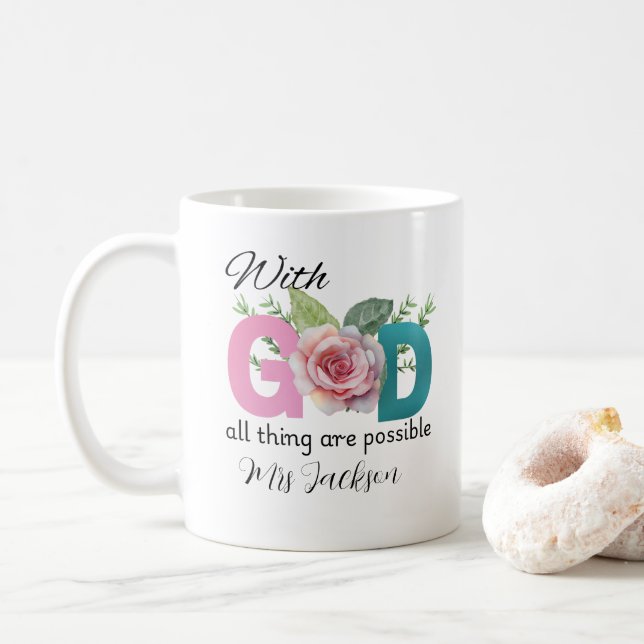 mit Gott alles möglich Christlich Kaffeetasse (Mit Donut)