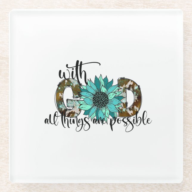 Mit Gott alles Mögliche Glasuntersetzer (Vorderseite)