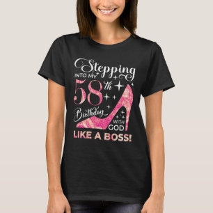 Mit Gott in meinen 58. Geburtstag eintreten T-Shirt